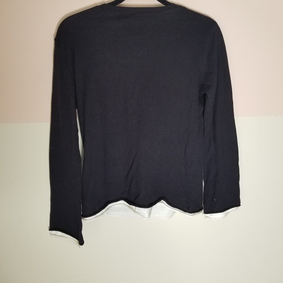 NWT J. Jill black and cream sweater top-sz.Small - Picture 2 of 5